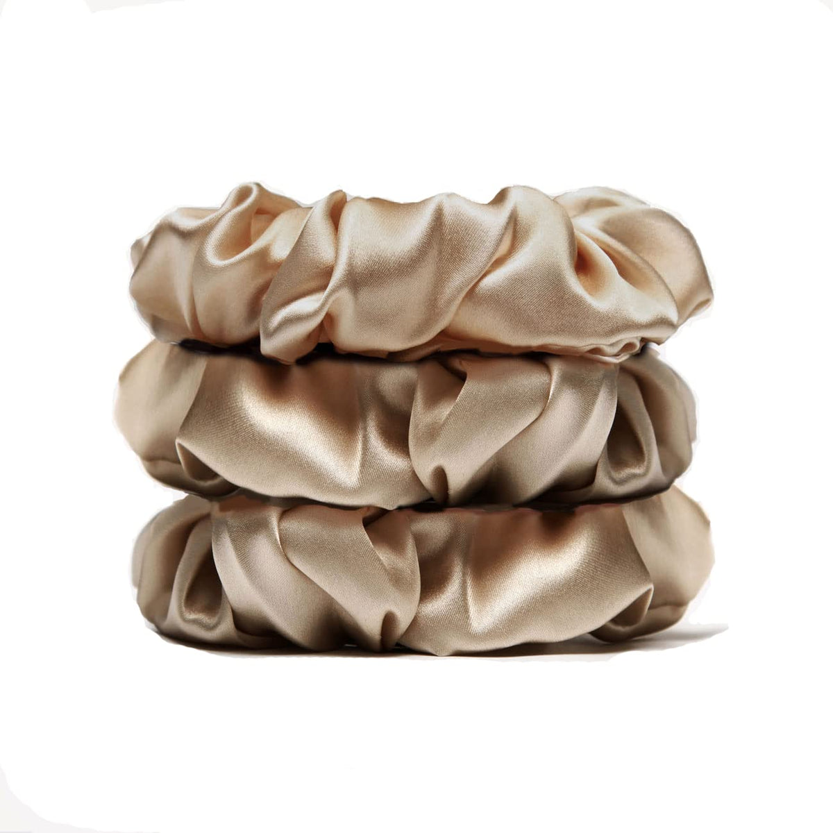 Michooyel 100% Mulberry Silk Scrunchies Hair Ties Elastic Band Scrunchy For Women Girls Curly Hair, No Damage, Ponytail Holder, 3 Pack, 4 cm