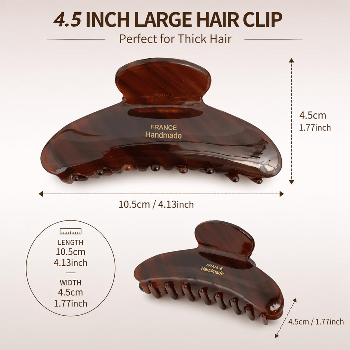 Caramel Tortoise Large Hair Claw Clips for Thick Hair Strong Hold Acrylic