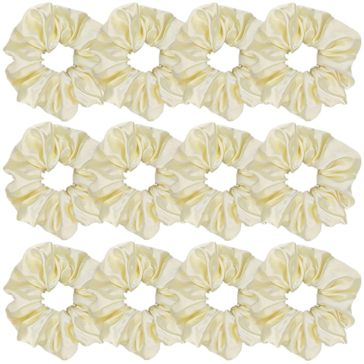 12 Pcs Satin Silk Scrunchies Soft Hair Ties Fashion Hair Bands Hair Bow Ropes Elastic Bracelets Ponytail Holders Hair Accessories for Women Girls (4.5 Inch, Assorted Multi-color)
