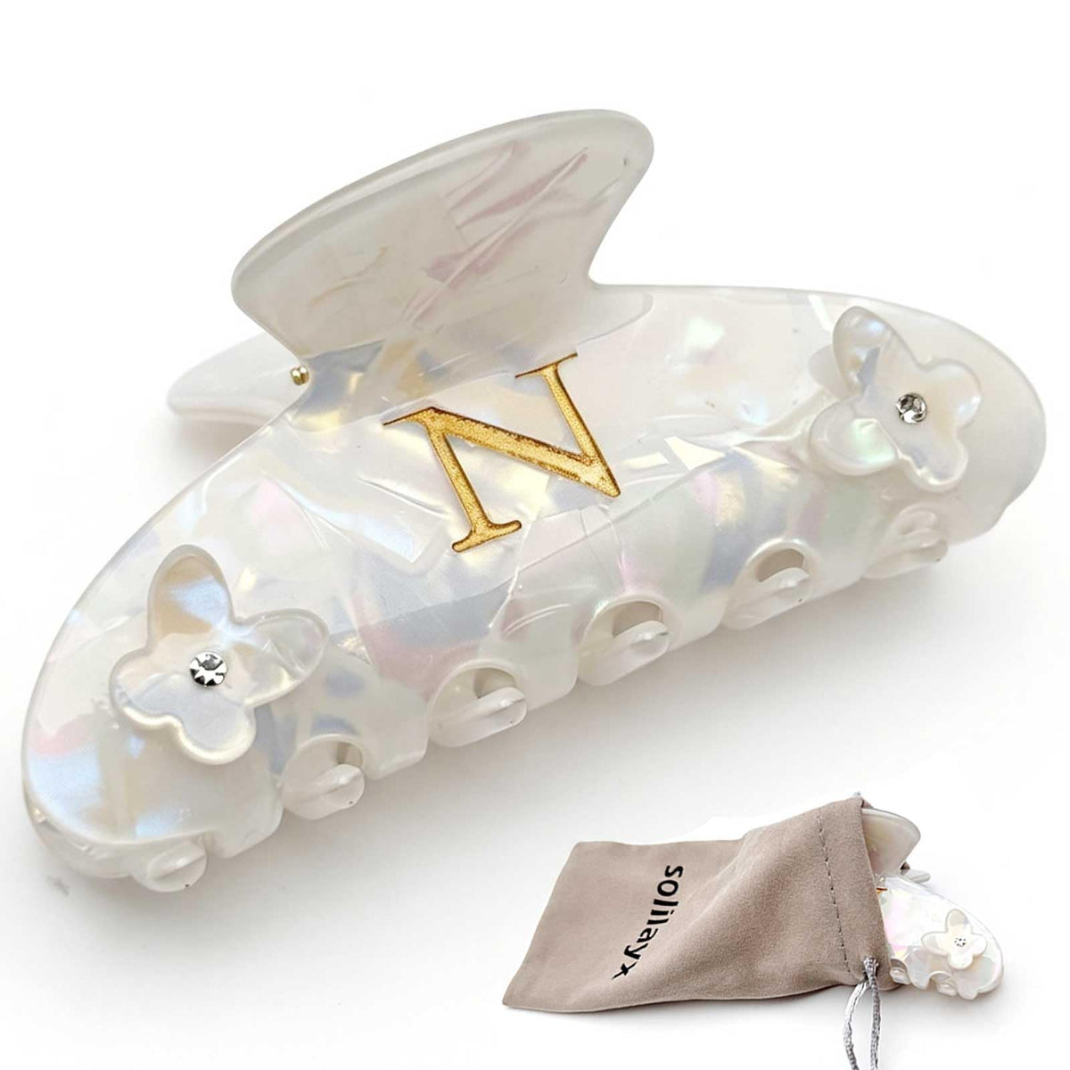 Butterfly Letter M Hair Clips, Personalized Initial Hair Claw for Medium Hair, Strong Acetate Barrettes, Trendy Fashion Accessories Gifts for Women Teen Girls