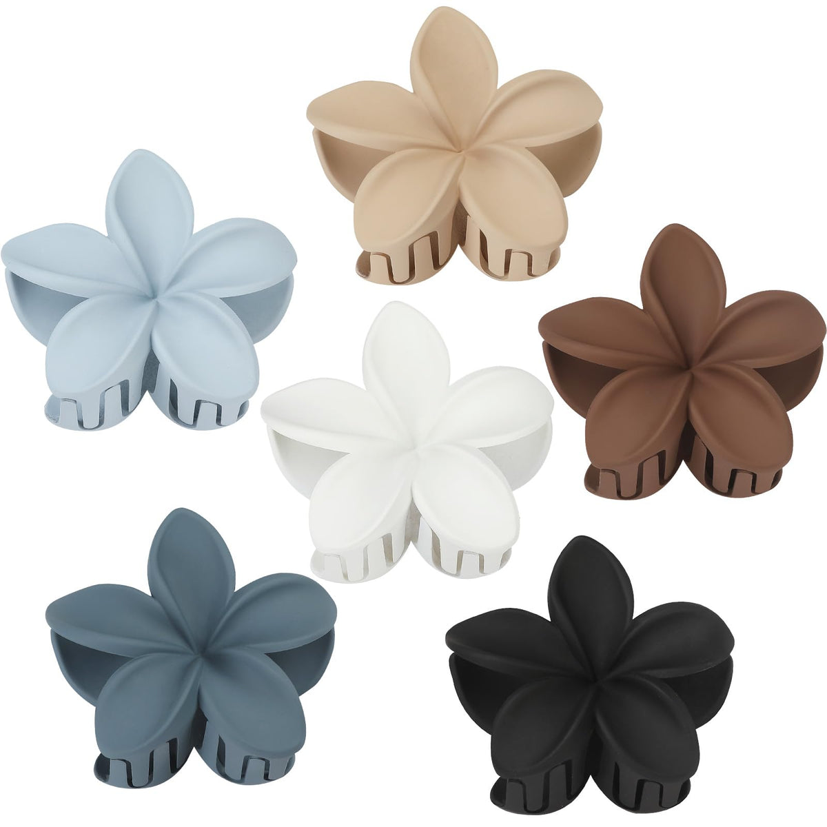 Sisiaipu Flower Hair Clips for Women 6 Pcs Hawaiian Large Claw Clips Plumeria Medium Hair Claw Clips for Thick Thin Hair Hibiscus Tropical Beach Hair Accessories for Women Girls and Girls (PS)