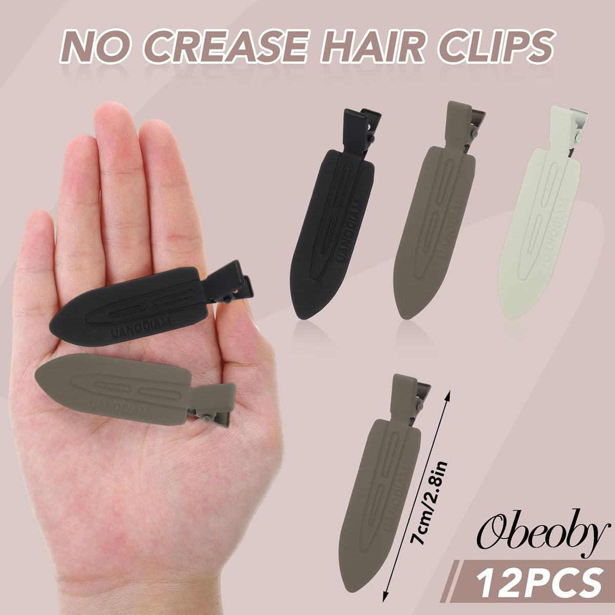 obeoby 12 Pcs No Crease No Bend Hair Clips for Women Girls Makeup Styling