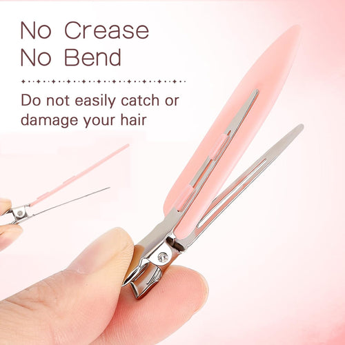 12 Pcs No Crease Hair Clips, No Bend Hair Clips, Flat Hair Barrettes Alligator Duck Billed Clips for Women Girls Styling Sectioning Makeup Bangs Curl Accessories Salon Hairstyle Pink, White, Black