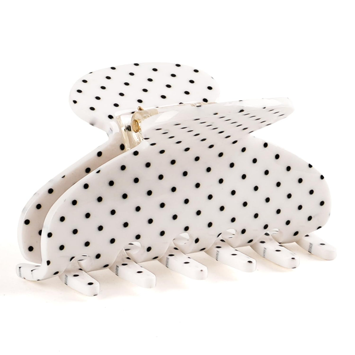 MAORULU Medium Cute Acetate Polka Dot Claw Clips, 3 Inch (Navy Blue)
