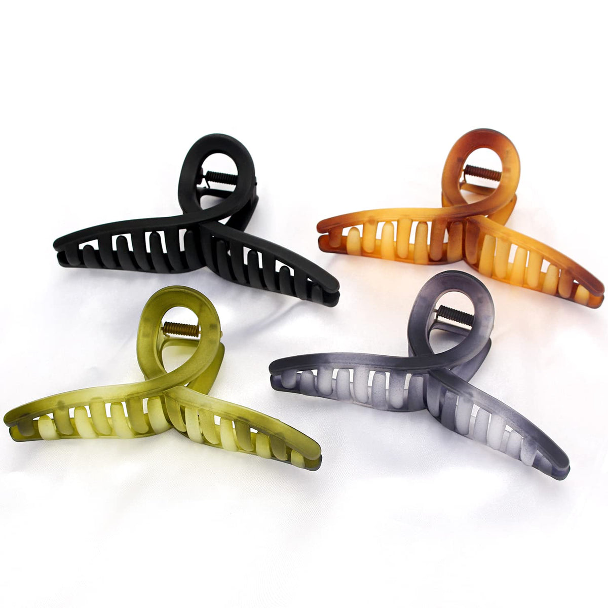 Big Hair Claw Clips - Butterfly Hair Accessories for Women and Girls with Long, Thick Hair - Large 5.1 Jelly Clips, 4 Pcs, Mother's Day Gifts