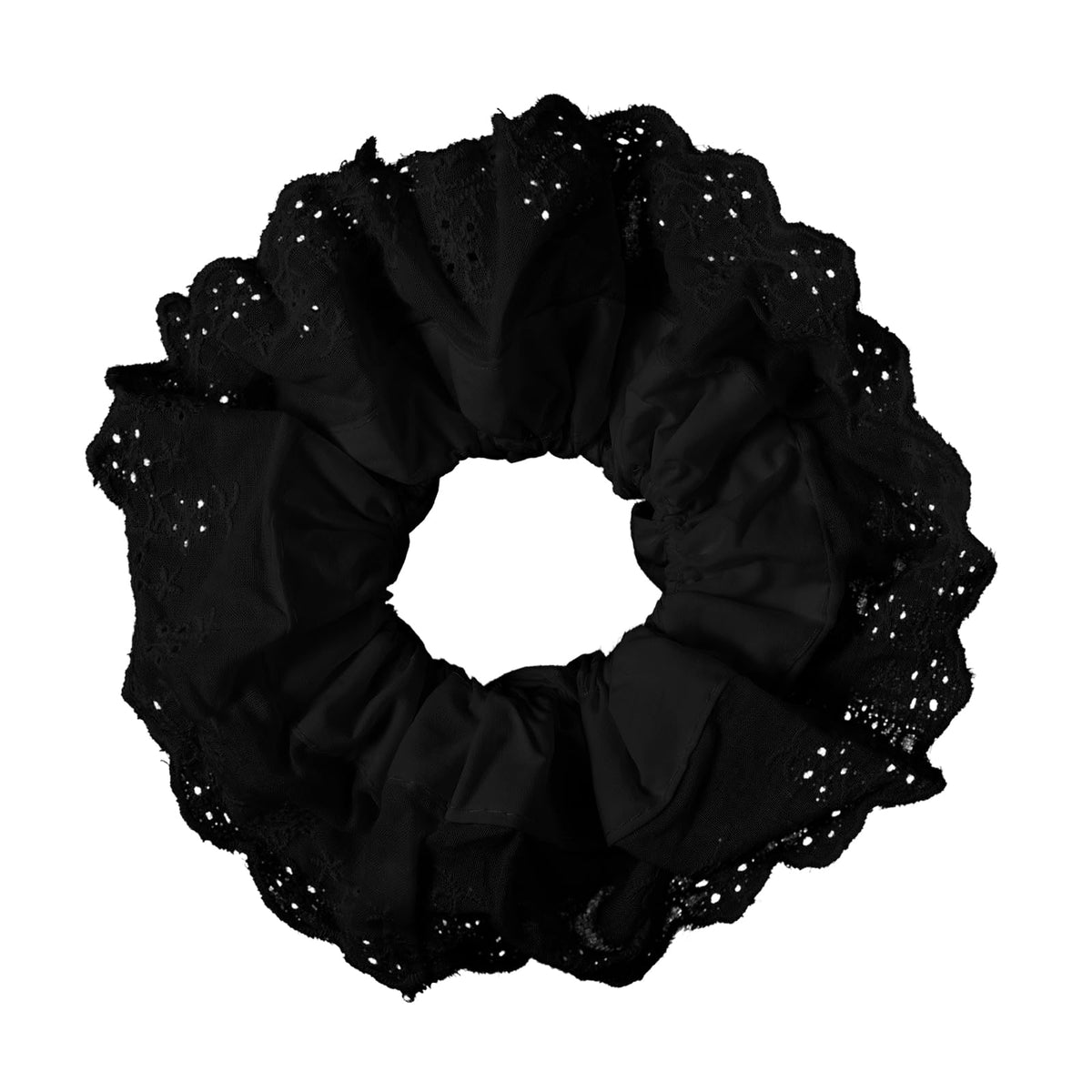 Dimeho White Scrunchies for Women Large Lace Scrunchies Elastic Hair Ties No Damage Double Layer Hair Bands (white)