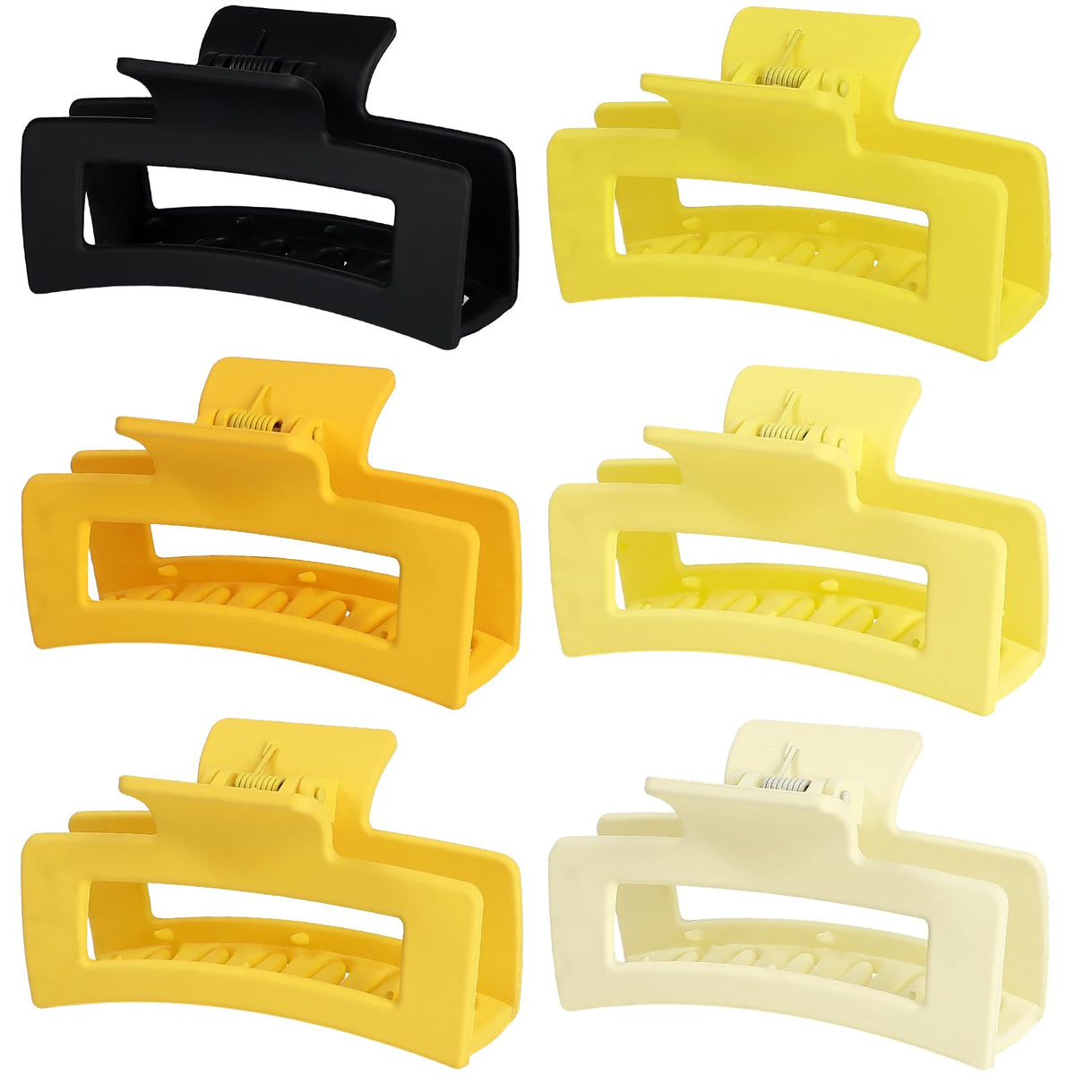 Sisiaipu 3.5 Inch Medium Hair Claw Clips 6 Pack Hair Clips for Women Square Rectangle Claw for Hair Banana Jaw Clips Hair Accessories for Girls (Pink Purple)