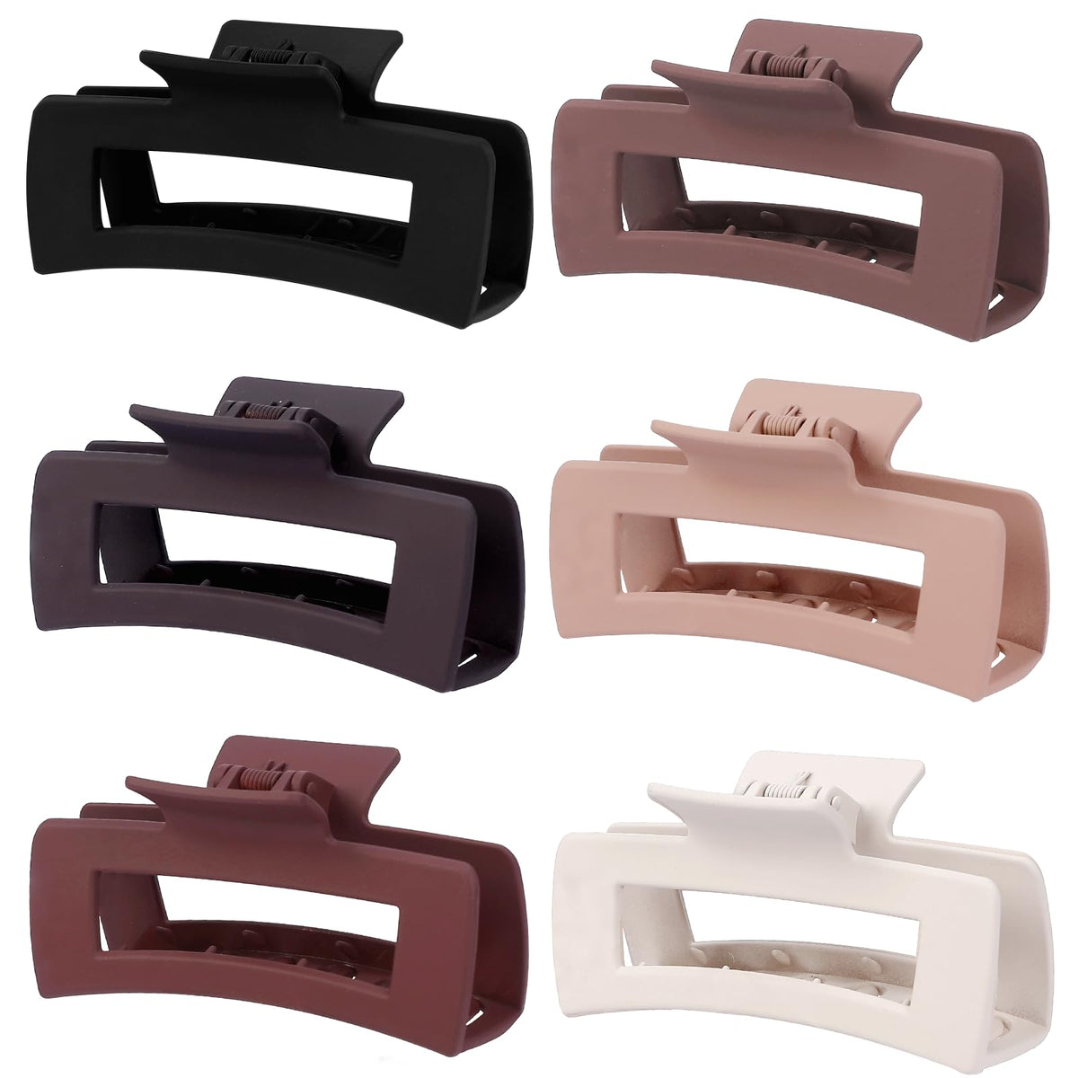 Sisiaipu 4 Inch Big Hair Claw Clips 6 Pcs Large Claw for Thick Hair Square Hair Clips for Women Rectangle Hair Clips Nonslip Acrylic Banana Jaw Clips Hair Accessories for Girls (Amber)