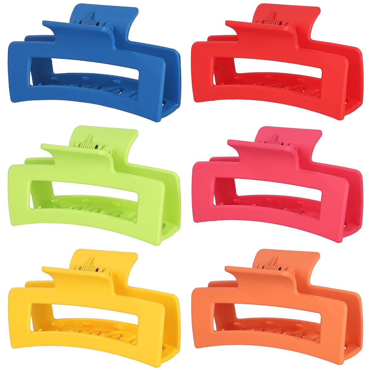 Sisiaipu 3.5 Inch Medium Hair Claw Clips 6 Pack Hair Clips for Women Square Rectangle Claw for Hair Banana Jaw Clips Hair Accessories for Girls (Pink Purple)