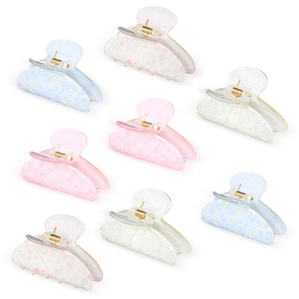 8 Pcs Large Acrylic Hair Claw Clips,Ink Painting,Dusk Color