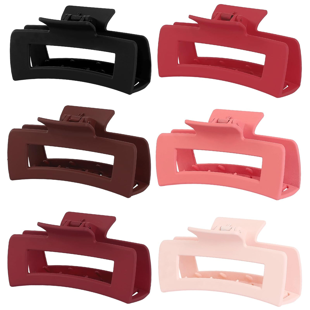 Sisiaipu 4 Inch Big Hair Claw Clips 6 Pcs Large Claw for Thick Hair Square Hair Clips for Women Rectangle Hair Clips Nonslip Acrylic Banana Jaw Clips Hair Accessories for Girls (Amber)