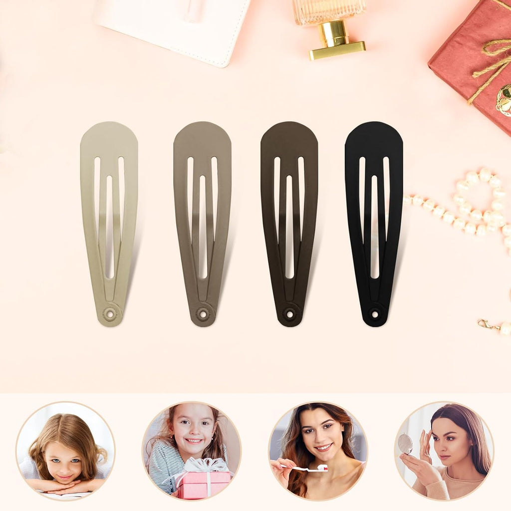 GKETN Snap Hair Clips for Women and Girls Water Drop Non Slip Hair Barrettes Matte Finished Metal Hair Clips Accessory Mixed Color 16 PCS 1.89"