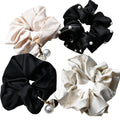 : Chic Striped Hair Scrunchies for Girls and Women，Elastic Hair Bands，for everyday styling，4 in pack，scrunchies (a)