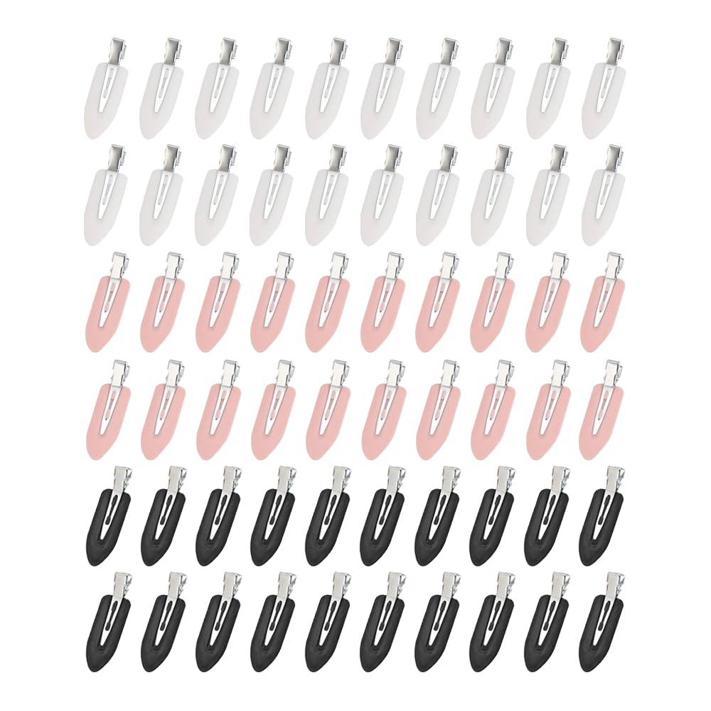 60 Pcs No Bend Hair Clips,Black, White, Pink