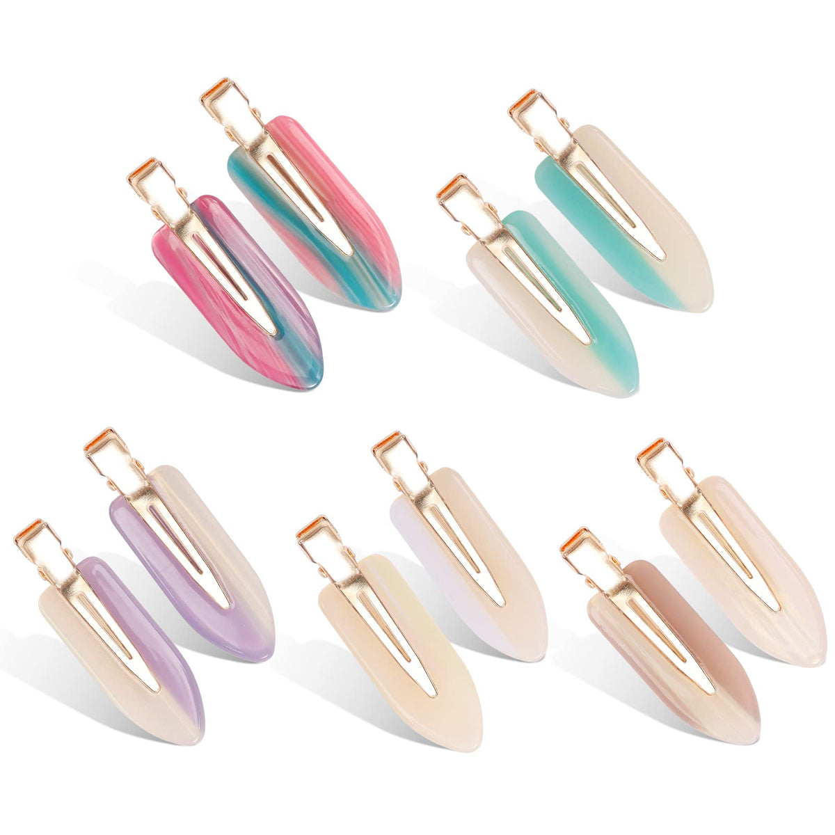 KesaPlan 9PCS No Bend Checkerboard Creaseless Hair Clips for Makeup Women