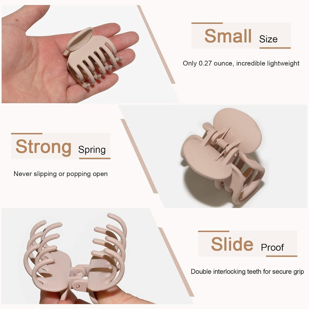 1.6" Matte Small Double Row Teeth Hair Clips for Women Hair Claw Clips