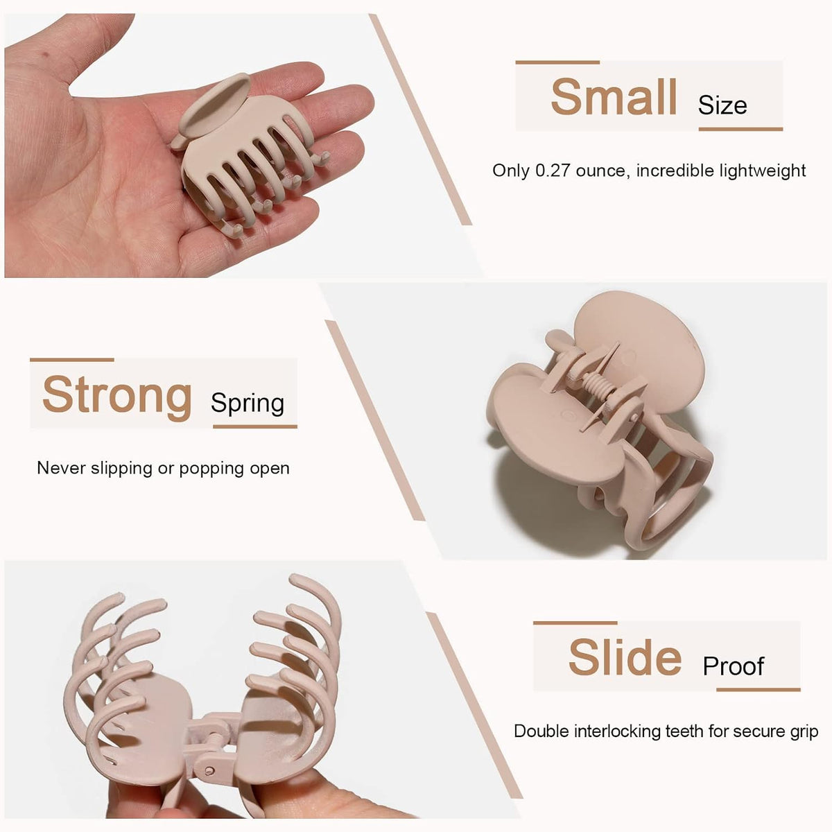 1.6" Matte Small Double Row Teeth Hair Clips for Women Hair Claw Clips