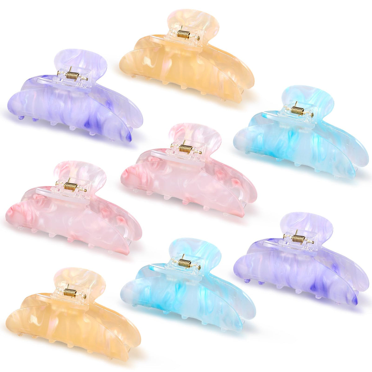 8 Pcs Large Acrylic Hair Claw Clips,Ink Painting,Dusk Color