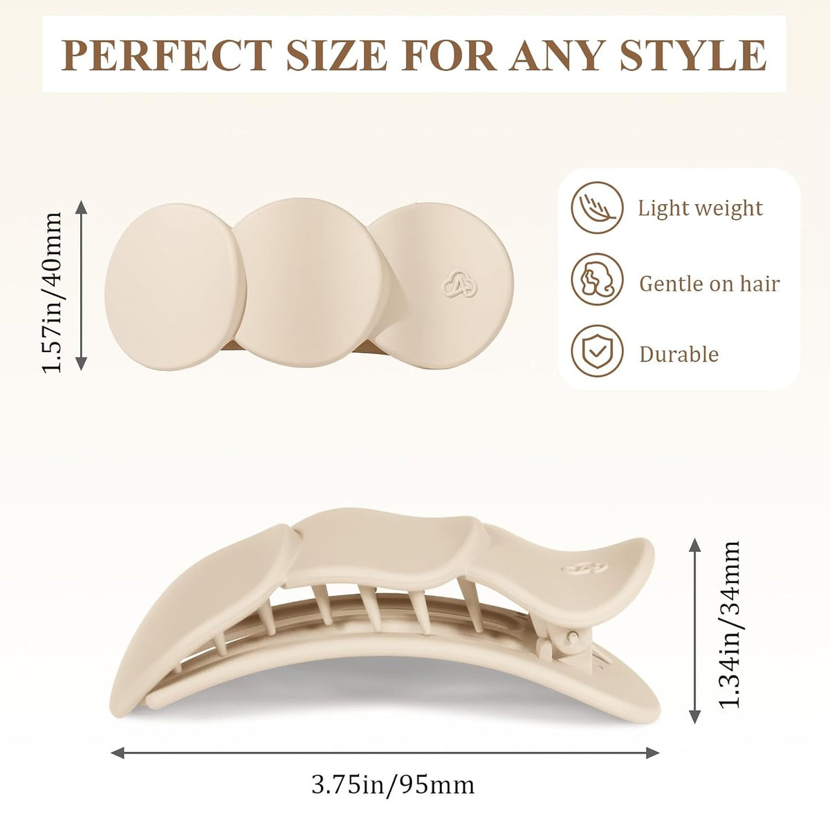 Medium Flat Hair Clips for Women, Claw Clips for Thick Thin Hair