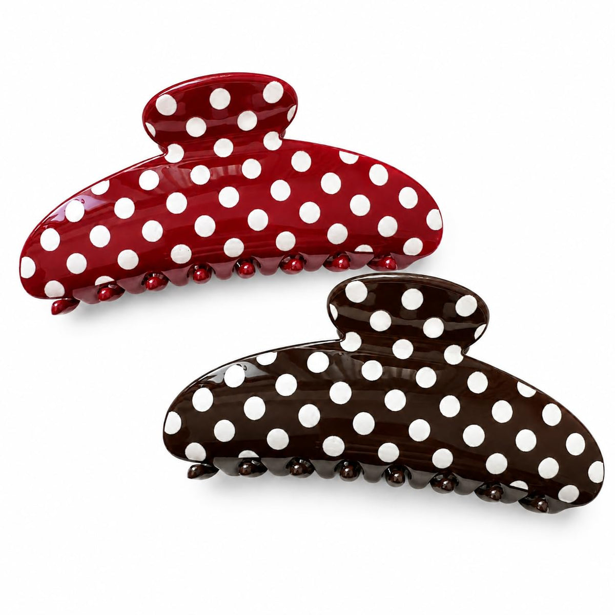 Claw Clips for Thick Hair | Polka Dot All Styles | Secure Grip, White, 1 Pack