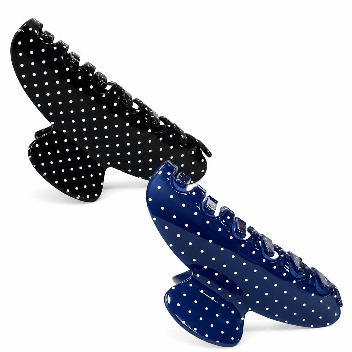 Acetate Hair Claw Clips for Women, Tortoise Shell or Polka Dot Large Hair Clips Strong Hold Hair Claws Gift Box Pack (Blue/Red-2pcs-1 gift box)