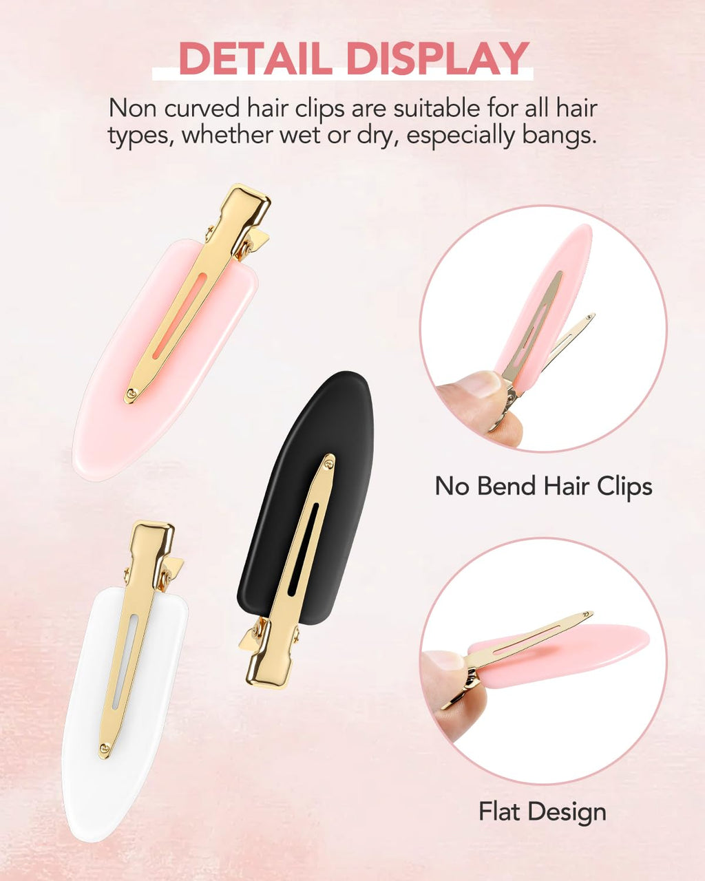 Amizo 6 Pcs Creaseless Flat Hair Clips for Makeup and Daily Beauty Routine