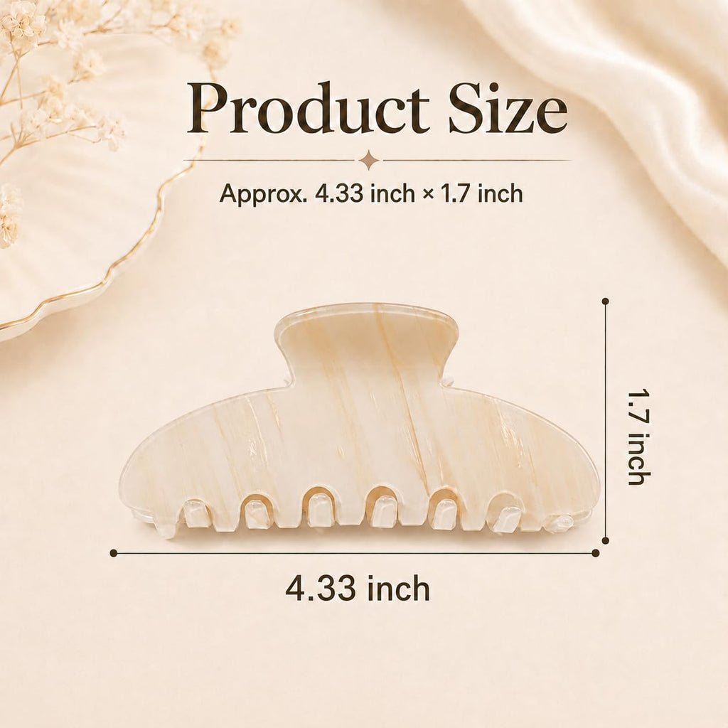 Large Claw Clip | 4.33-Inch Marbled PVC | Ivory Cream, 1 Pack