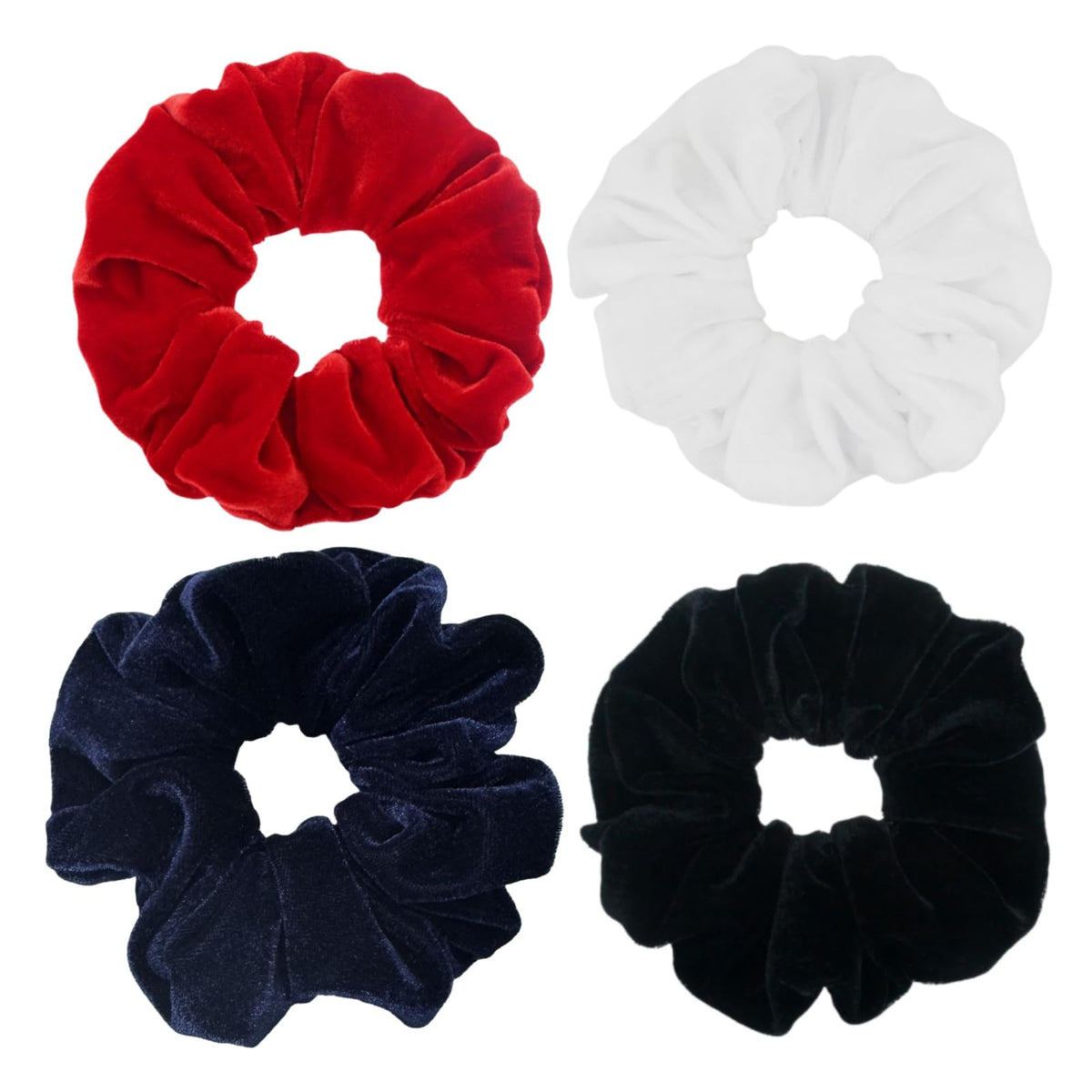 4 Pack Large Velvet Scrunchies for Women, Hair Scrunchies for Thick Long Hair No Damage Hair Ties for Women & Girls (Neutral Color)