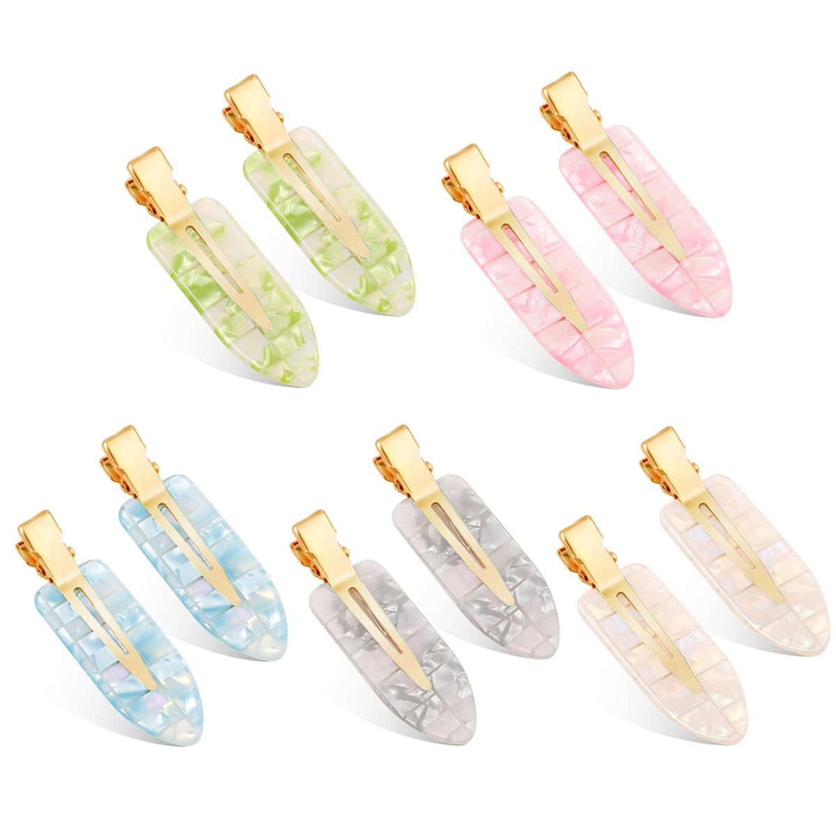 KesaPlan 9PCS No Bend Checkerboard Creaseless Hair Clips for Makeup Women