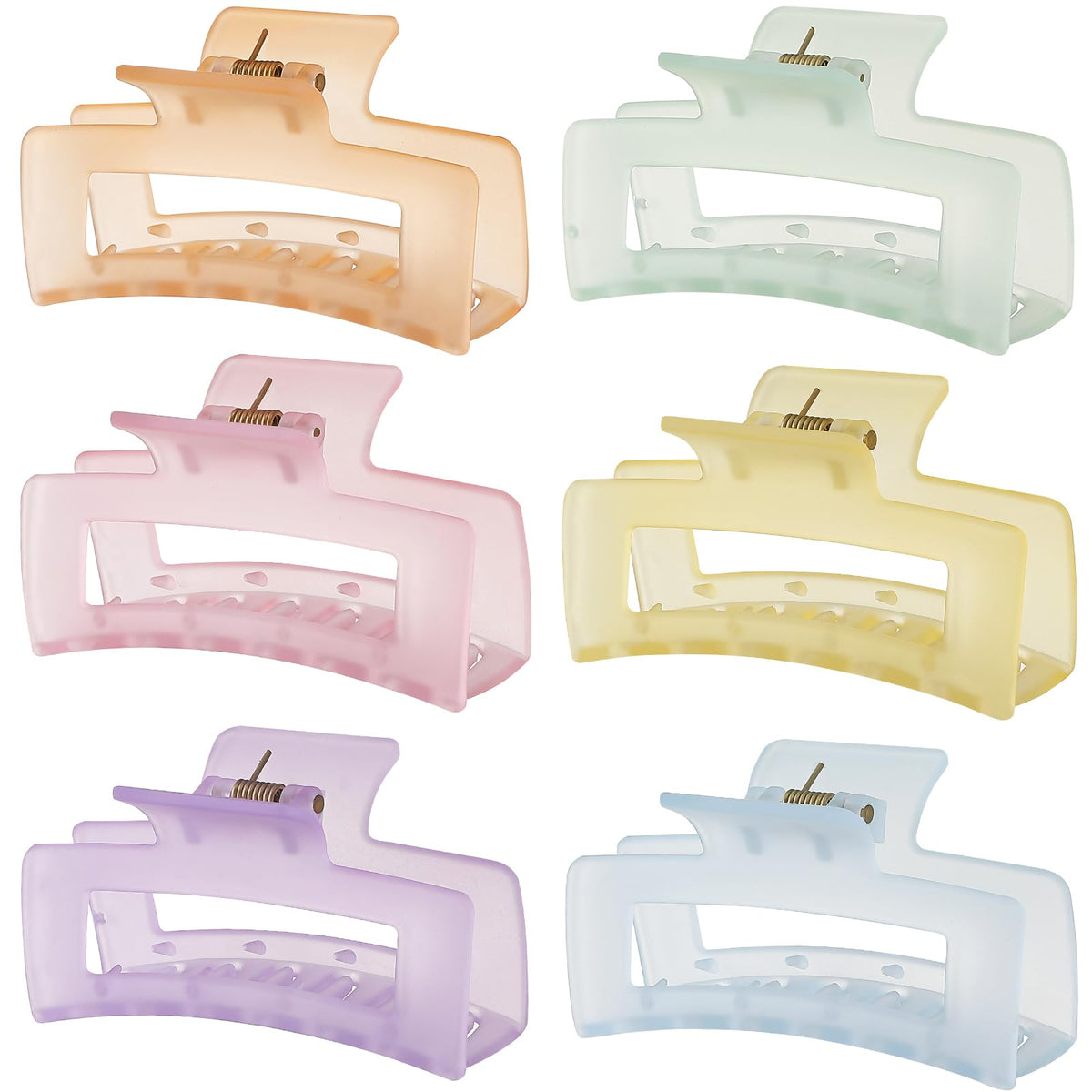 Sisiaipu 3.5 Inch Medium Hair Claw Clips 6 Pack Hair Clips for Women Square Rectangle Claw for Hair Banana Jaw Clips Hair Accessories for Girls (Pink Purple)