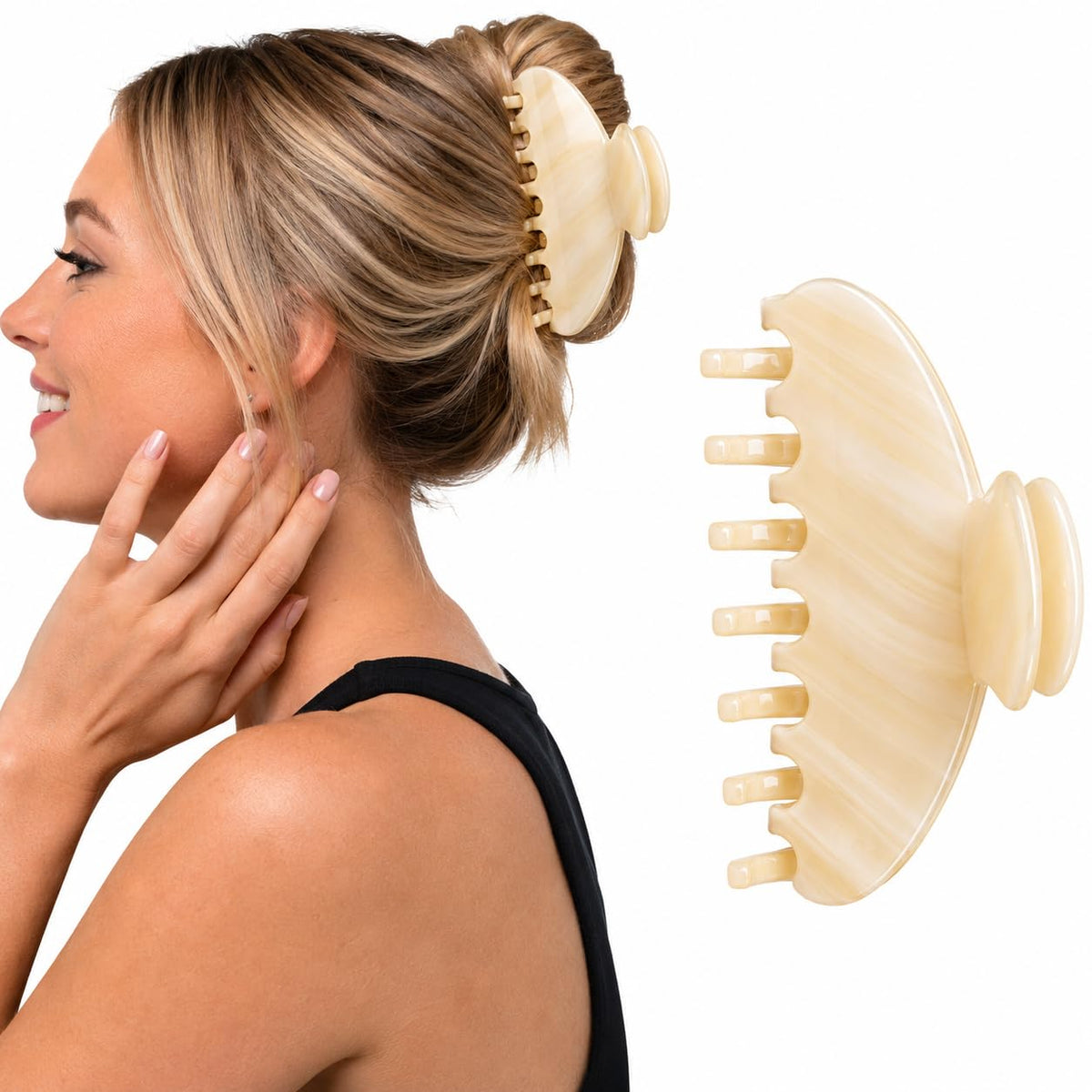 Hair Claw Clip – Large & Medium Sizes – Strong Hold, Non-Slip Grip for Thick or Fine Hair – Premium Cellulose Acetate – No Breakage, Gentle Styling for Women (Tortoise, Medium - 3.5")