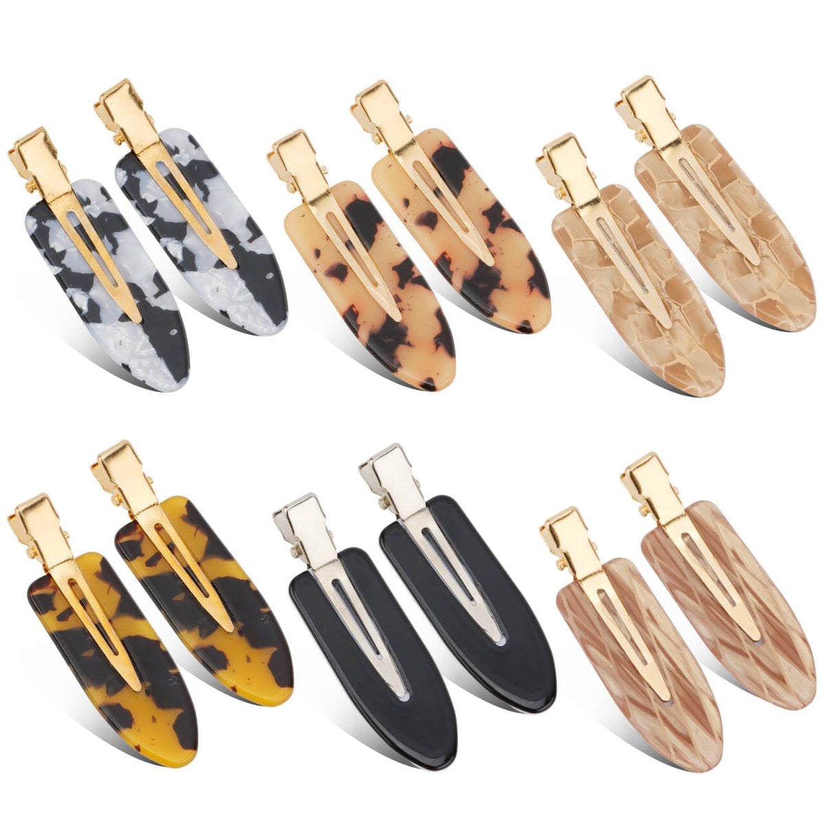 Canitor No Bend Hair Clips - Women's Resin Flat Tortoise Shell Clips for Hairstyling, Makeup, and Salon (4Pcs)
