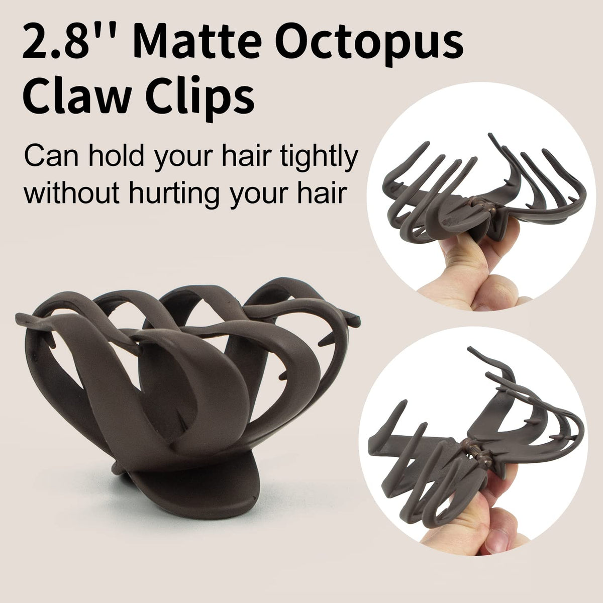 2.8 Inch Medium Octopus Hair Clips for Women, Matte Claw Clips for Thin Hair, Strong Hold Non-slip Spider Octopus Clip for Fine Hair Jaw Clips