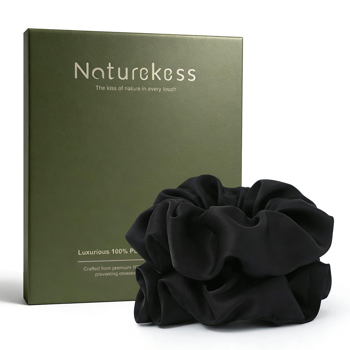 100% Mulberry Silk Scrunchies for Women, Oversized XL Hair Tie for Sleeping, Gentle No Damage Hair Accessory for All Hair Types, Soft Pure Silk Ponytail Holder