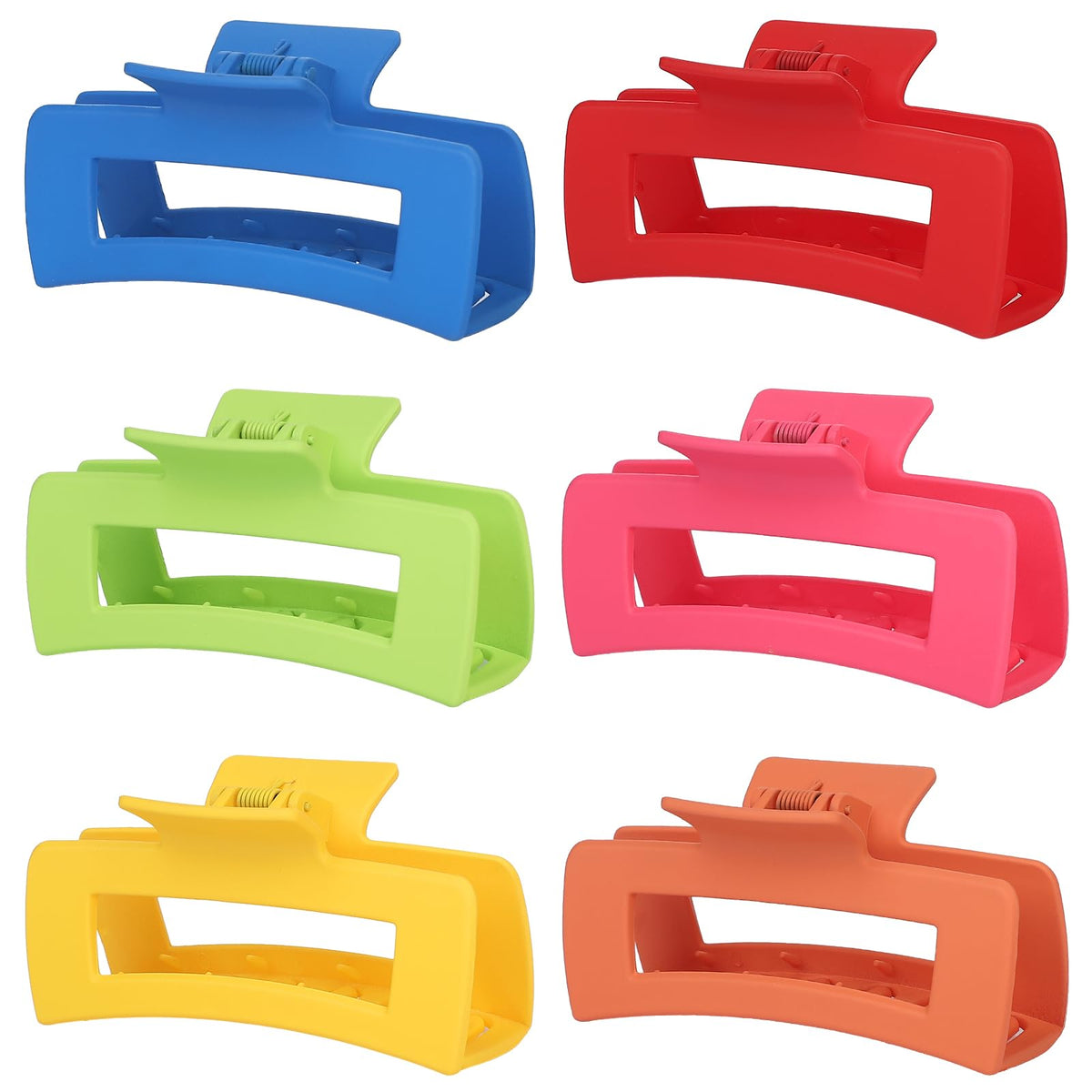Sisiaipu 4 Inch Big Hair Claw Clips 6 Pcs Large Claw for Thick Hair Square Hair Clips for Women Rectangle Hair Clips Nonslip Acrylic Banana Jaw Clips Hair Accessories for Girls (Amber)