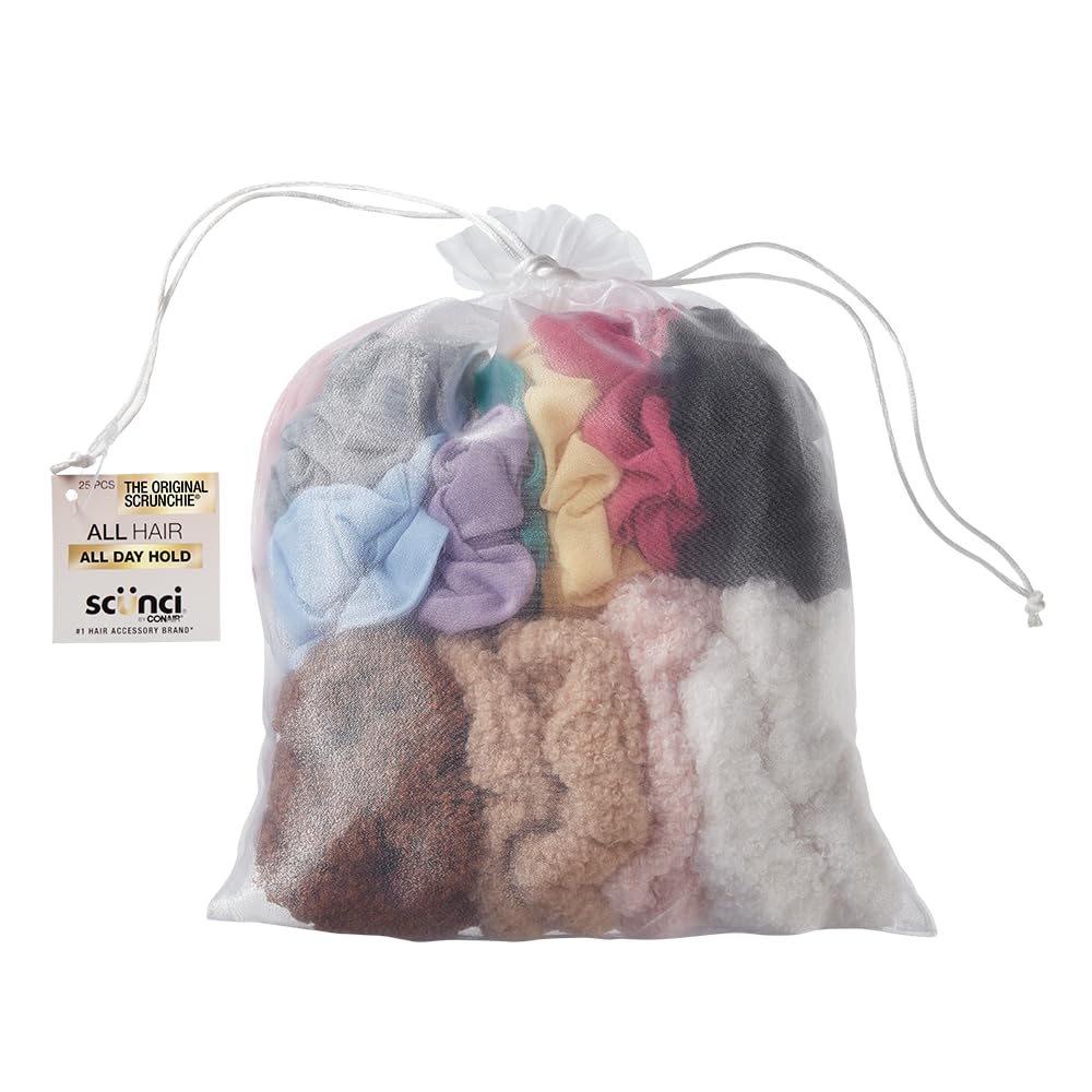 Scünci Hair Scrunchies, Waffle Knit Cotton, No-Damage, 36 Count