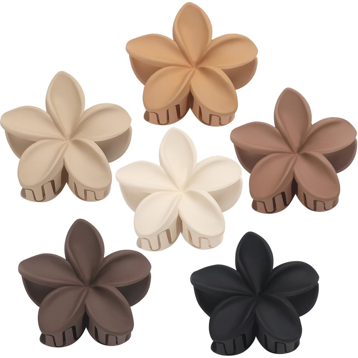 Sisiaipu Flower Hair Clips for Women 6 Pcs Hawaiian Large Claw Clips Plumeria Medium Hair Claw Clips for Thick Thin Hair Hibiscus Tropical Beach Hair Accessories for Women Girls and Girls (PS)