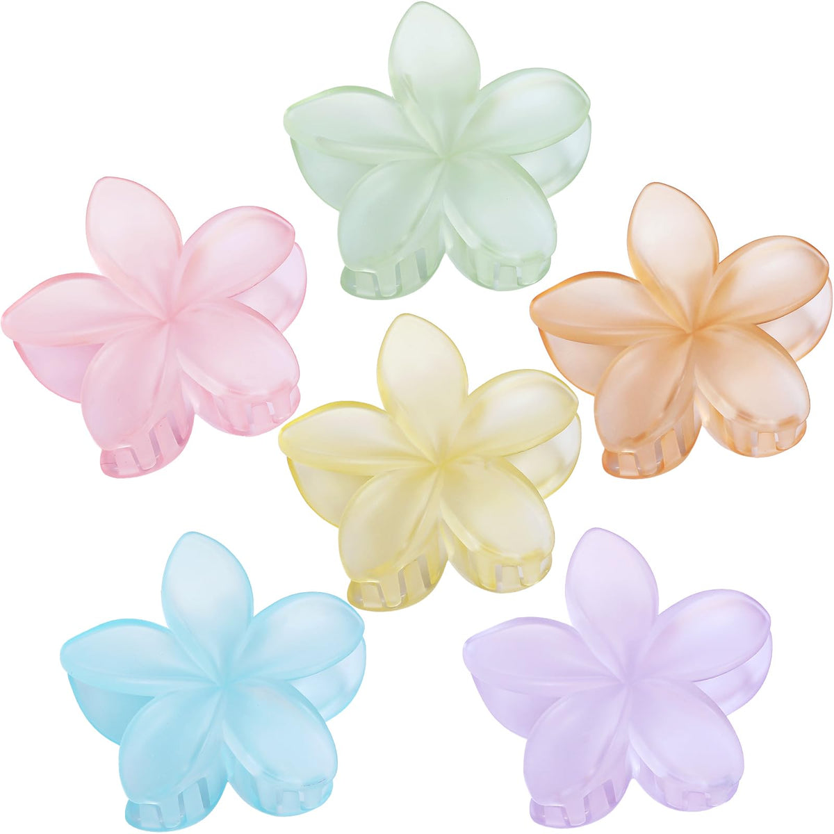 Sisiaipu Flower Hair Clips for Women 6 Pcs Hawaiian Large Claw Clips Plumeria Medium Hair Claw Clips for Thick Thin Hair Hibiscus Tropical Beach Hair Accessories for Women Girls and Girls (PS)