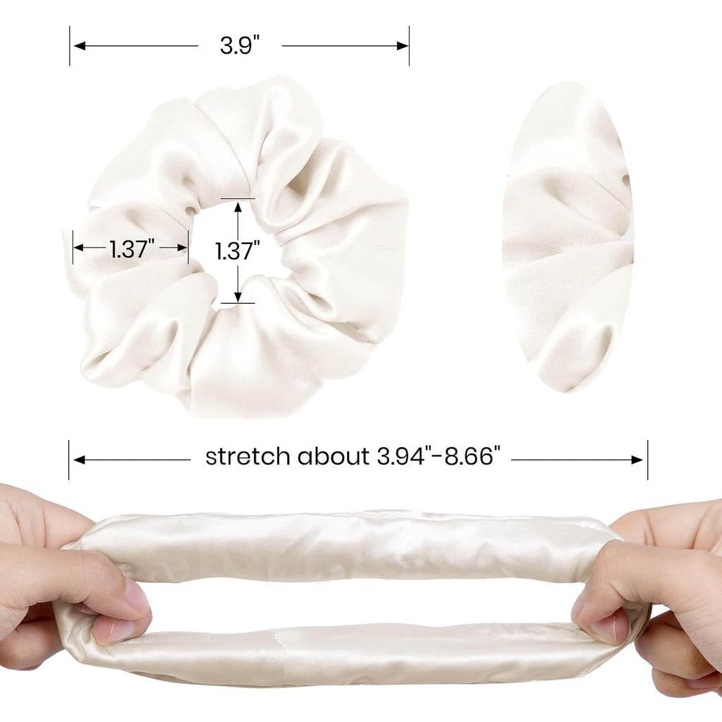 LilySilk Hair Tie, 100% Mulberry Silk Hair Scrunchies for Frizz & Breakage Prevention, Elastic Silk Ponytail Holders, 1Pc, Ivory