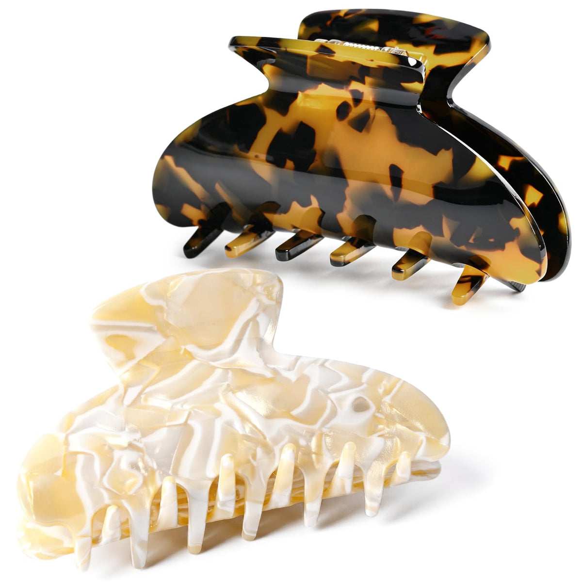 2PCS Hair Claw Banana Clips tortoise Barrettes Celluloid French Design Barrettes celluloid Leopard print Large Fashion Accessories for Women Girls