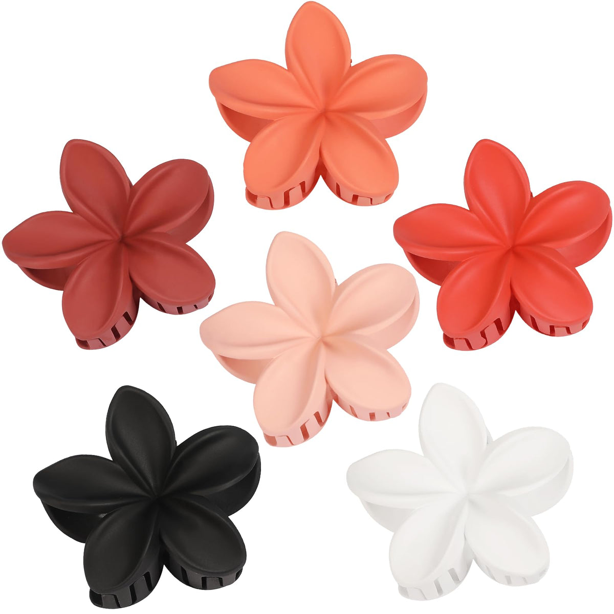 Sisiaipu Flower Hair Clips for Women 6 Pcs Hawaiian Large Claw Clips Plumeria Medium Hair Claw Clips for Thick Thin Hair Hibiscus Tropical Beach Hair Accessories for Women Girls and Girls (PS)