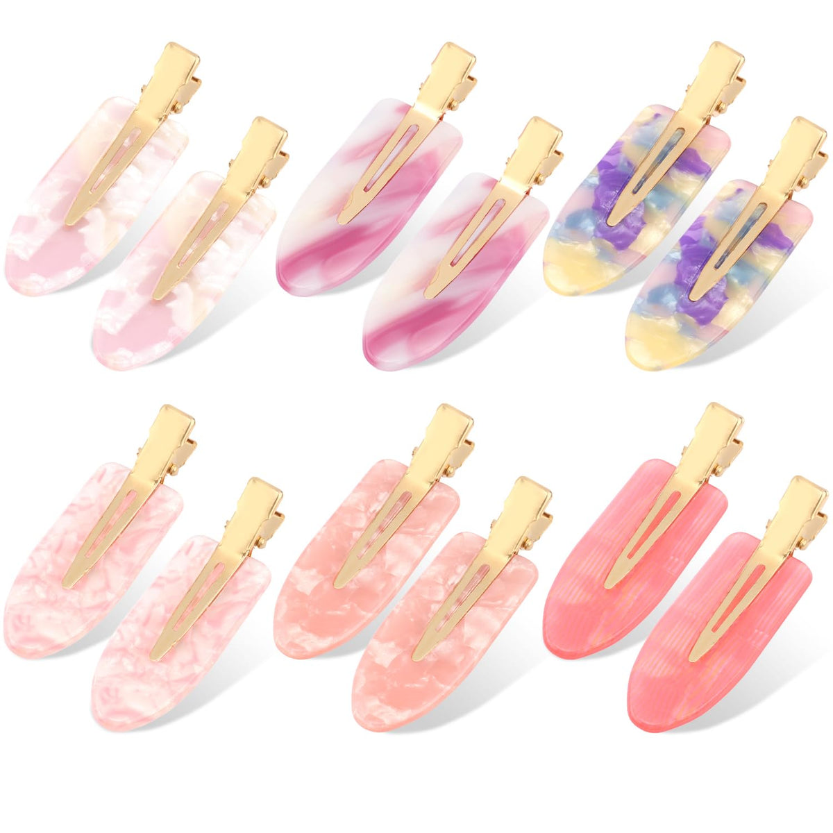Atoden Creaseless Hair Clips No Crease No Bend Hair Clips for Styling Sectioning Makeup Salon Bangs Flat Hair Pins Alligator Duckbill Barrettes Hair Accessories for Women Girls 12Pcs Pink