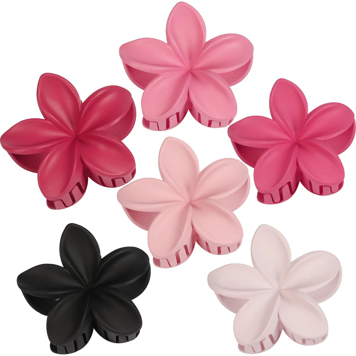 Sisiaipu Flower Hair Clips for Women 6 Pcs Hawaiian Large Claw Clips Plumeria Medium Hair Claw Clips for Thick Thin Hair Hibiscus Tropical Beach Hair Accessories for Women Girls and Girls (PS)