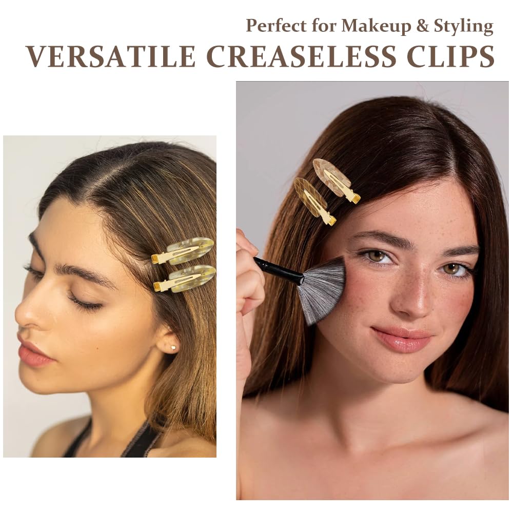 12 PCS No Crease Creaseless No Bend Hair Clips, Neutral Brown Marble Acrylic Non Slip Flat Alligator Sectioning Clips, Makeup Styling Hair Barrettes Hair Accessories for Women Girls