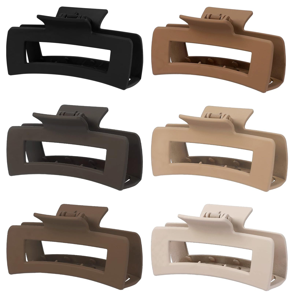 Sisiaipu 4 Inch Big Hair Claw Clips 6 Pcs Large Claw for Thick Hair Square Hair Clips for Women Rectangle Hair Clips Nonslip Acrylic Banana Jaw Clips Hair Accessories for Girls (Amber)