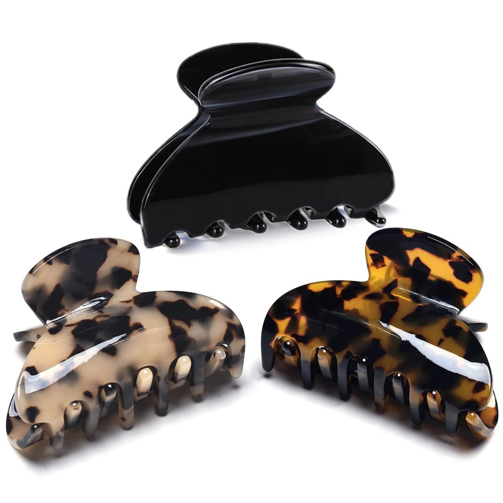 Medium Claw Hair Clips for Women Girls Tortoise Hair Jaw Clips Celluloid Hair Claw Clamps Leopard Print Hair Clasp 3 Pack