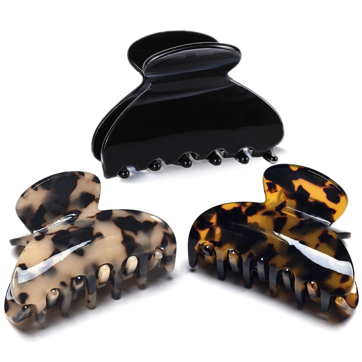 Medium Claw Hair Clips for Women Girls Tortoise Hair Jaw Clips Celluloid Hair Claw Clamps Leopard Print Hair Clasp 3 Pack