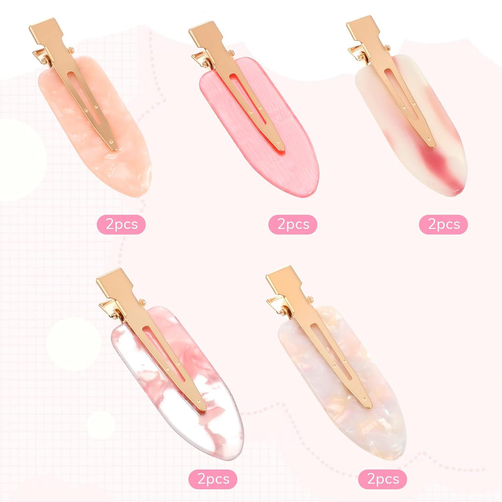 10 Pcs No Crease Hair Clips, No Bend Hair Clips Glitter Pink Bangs Clip Bridesmaid Barrettes for Makeup Creaseless Barrettes Bridesmaid Gifts HairSetting Clip