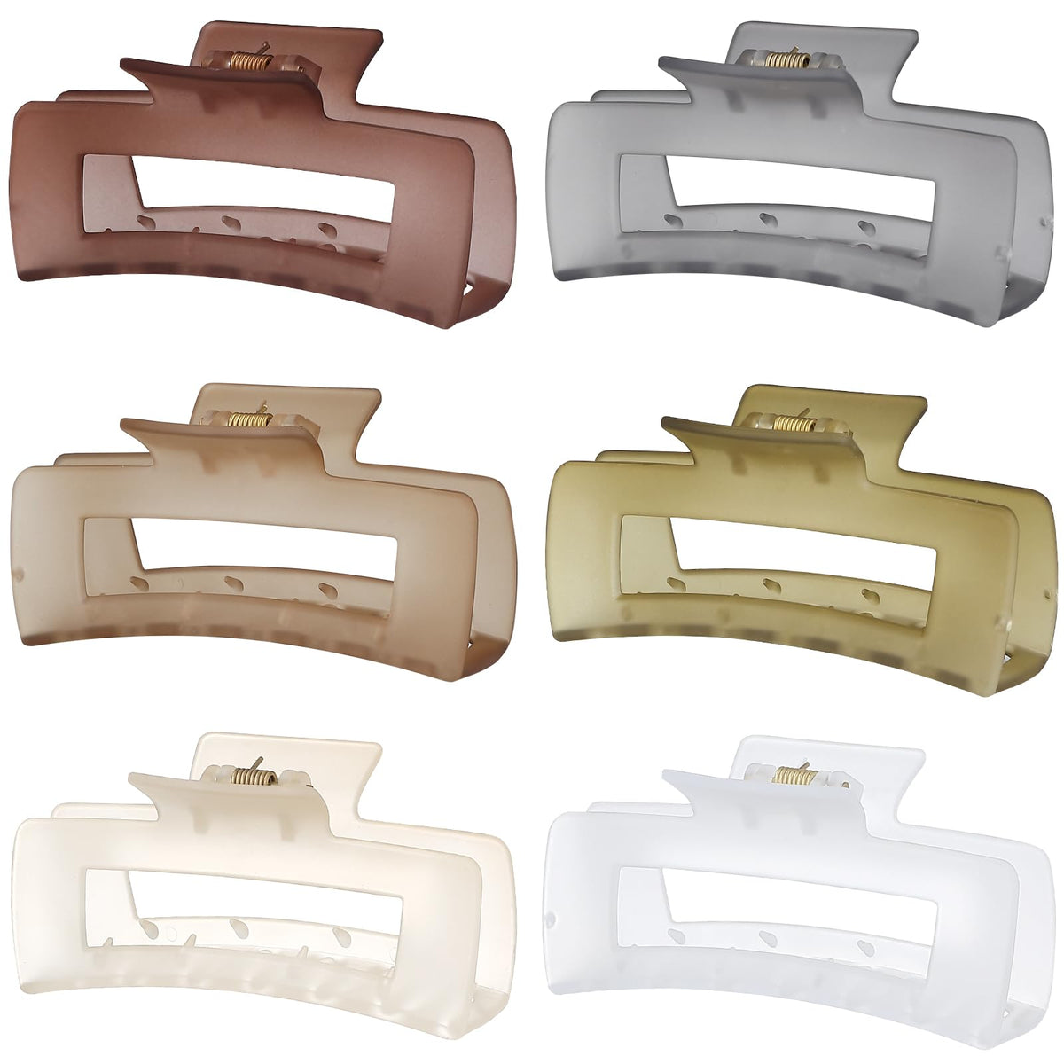 Sisiaipu 4 Inch Big Hair Claw Clips 6 Pcs Large Claw for Thick Hair Square Hair Clips for Women Rectangle Hair Clips Nonslip Acrylic Banana Jaw Clips Hair Accessories for Girls (Amber)