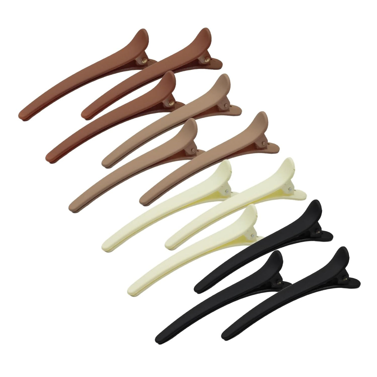 Matte Duckbill Styling Hair Clips – 3.07 Inch No-Crease Sectioning Barrettes for Women & Girls, Hair Accessories in 4 Colors(12–Pack)